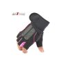 Allextreme EXHG3OL Anti-Slip Half Finger Bike Gloves Breathable Microfiber Leather Shock Absorbing Gloves for Men and Women (Pink, Large)