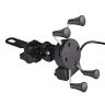 Allextreme EXHSMH1 Universal X-Grip Spider Mobile Holder Adjustable Cell Phone Holder Stand with 360 Degree Rotations and USB Charging Port for Bike Rear View Mirror Cradle (Black)