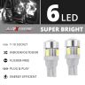 Allextreme EXT106W Universal T10 LED Parking Light 6 SMD Super Bright Interior Pilot License Plate Dome Indicator Lamp Bulb for Car Bike and Motorcycle (2W, White, 2 PCS)