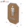 AllExtreme Wooden Finish Toilet Restroom Washroom Aluminium Frame Door Signboard with Strong Sticky Back - Men