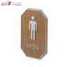 AllExtreme Wooden Finish Toilet Restroom Washroom Aluminium Frame Door Signboard with Strong Sticky Back - Men
