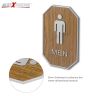 AllExtreme Wooden Finish Toilet Restroom Washroom Aluminium Frame Door Signboard with Strong Sticky Back - Men