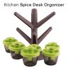 AllExtreme Tree Shaped Box Container with Silicone Lid Pop Up Spice Rack Stand Condiments Organiser Translucent Body 6 Pcs Set (Green)