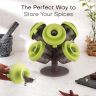 AllExtreme Tree Shaped Box Container with Silicone Lid Pop Up Spice Rack Stand Condiments Organiser Translucent Body 6 Pcs Set (Green)
