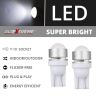 Allextreme EXT10CW Universal T10 LED Parking Light Ceramic Super Bright Interior Pilot License Plate Dome Indicator Lamp Bulb for Car Bike and Motorcycle (1W, White, 2 PCS)