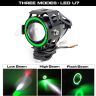 Allextreme EXGU7F2 U7 Led Fog Light Bike Driving Drl Fog Light Spotlight, High/Low Beam, Flashing-With Green Angel Eyes Light Ring (Pack Of 2),Green