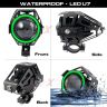 Allextreme EXGU7F2 U7 Led Fog Light Bike Driving Drl Fog Light Spotlight, High/Low Beam, Flashing-With Green Angel Eyes Light Ring (Pack Of 2),Green