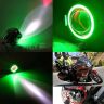 Allextreme EXGU7F2 U7 Led Fog Light Bike Driving Drl Fog Light Spotlight, High/Low Beam, Flashing-With Green Angel Eyes Light Ring (Pack Of 2),Green