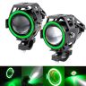 Allextreme EXGU7F2 U7 Led Fog Light Bike Driving Drl Fog Light Spotlight, High/Low Beam, Flashing-With Green Angel Eyes Light Ring (Pack Of 2),Green