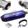 Allextreme EX51SLB 38-51Mm Stainless Steel Triangle Pipe Exhaust Muffler Silencer System with Db Killer Compatible for Modified Scooter (Blue)