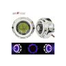 Allextreme EXDRPWB1 High Intensity Led Projector Lamp Stylish Dual Ring COB LED Headlight with Hi/Low Beam and Flasher Function for All Bikes (15W, White & Blue)