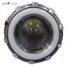 Allextreme EXPL2RB High Intensity Led Projector Lamp Dual Ring COB LED Headlight with Hi/Low Beam and Flasher Function for All Bikes (15W, Red & Blue)