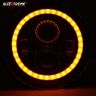 Allextreme EX7IFH1 7 Inch Round LED Headlight with Halo Angle Eyes & Hi/Low Beam Headlamp for Jeep Wrangler Harley Davidson (Pack of 1)