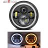 Allextreme EX7IFH1 7 Inch Round LED Headlight with Halo Angle Eyes & Hi/Low Beam Headlamp for Jeep Wrangler Harley Davidson (Pack of 1)