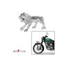 AllExtreme EXLMEL1 Universal Motorcycle Styling Lion Model Silver Plated Metal Mudguard Front Hood Bonnet Emblem for Bikes and Cars (Chrome, 1 Pc)