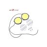 Allextreme EXRDL2P 72mm Round COB LED Switchback Daytime Running Light Compatible with All Cars (Set of 2) (Yellow)