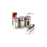 Allextreme AESSC001 12 Pcs Round Stainless Steel Spice Containers with Shaker Lids and 4 Different Knobs for Dining Table, Kitchen Counters and Racks