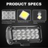 Allextreme EX12F7W2 12 LED Fog Light Bar 7.5 Inch Waterproof Worklight for Bikes Motorcycles and Cars (36W, White Light, 2 PCS)