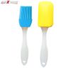 AllExtreme ‎BRS-02 Heat Resistant Antibacterial Silicone Spatula and Basting/Pastry Brush for Kitchen (Random Color, Set of 2)