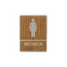 AllExtreme Wooden Finish Toilet Restroom Washroom Aluminium Frame Door Signboard with Strong Sticky Back (Women)