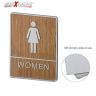 AllExtreme Wooden Finish Toilet Restroom Washroom Aluminium Frame Door Signboard with Strong Sticky Back (Women)