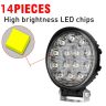 Allextreme EX14RW1 14 LED Round Fog Light 4 Inches Waterproof Off Road Driving Lamp for Car and Motorcycle (42W, White Light, 1 PC)