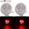 Allextreme EX3LLR2 3 LED Round Multicolor Strobe LED Light Police Warning Flash Lamp for Bike, Car, Motorcycle, and SUV (5W, Red, 2 PCS)
