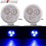 Allextreme EX3LLB2 3 LED Round Multicolor Strobe LED Light Police Warning Flash Lamp for Bike, Car, Motorcycle, and SUV (5W, Blue, 2 PCS)