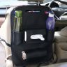 Allextreme EXCOWPB PU Leather Car Auto Seat Back Multi Pocket Organizer Universal Backseat Travel Bag for Tissue Box, Bottle and Document Storage (Black)