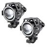 AllExtreme EXU7MB2 U7 Mini CREE LED Fog Light Work Lamp with Hi/Low, Flashing Beam and Blue Angel Eye Ring for Cars and Motorcycles (12W, Blue & White Light, 2 PCS)