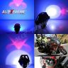 AllExtreme EXU7MB2 U7 Mini CREE LED Fog Light Work Lamp with Hi/Low, Flashing Beam and Blue Angel Eye Ring for Cars and Motorcycles (12W, Blue & White Light, 2 PCS)