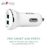 AllExtreme 3.1A Dual USB Port High Speed Travel Smart Car Charger for All Android and iPhone Devices (White)