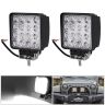 Allextreme EX4ISF2 4 Inch 16 LED Fog Light Square Pod Waterproof Flood Driving Lamp for Car, Off Road Truck, ATV and UTV (48W, White, 2 PCS, 6 Months Warranty)