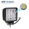 Allextreme EX4ISF2 4 Inch 16 LED Fog Light Square Pod Waterproof Flood Driving Lamp for Car, Off Road Truck, ATV and UTV (48W, White, 2 PCS, 6 Months Warranty)