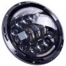 Allextreme EX7ILH1 7 Inch Round LED Headlight with DRL White Halo Angle Eyes & Hi/Low Beam Yellow Turn Signal Lamp for Jeep Harley Davidson (75W, 1 PC)