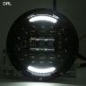 Allextreme EX7ILH1 7 Inch Round LED Headlight with DRL White Halo Angle Eyes & Hi/Low Beam Yellow Turn Signal Lamp for Jeep Harley Davidson (75W, 1 PC)