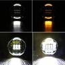 Allextreme EX7ILH1 7 Inch Round LED Headlight with DRL White Halo Angle Eyes & Hi/Low Beam Yellow Turn Signal Lamp for Jeep Harley Davidson (75W, 2 PCS)