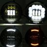 Allextreme EX7ILH1 7 Inch Round LED Headlight with DRL White Halo Angle Eyes & Hi/Low Beam Yellow Turn Signal Lamp for Jeep Harley Davidson (75W, 2 PCS)
