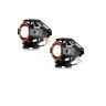 AllExtreme EXU7MR2 U7 Mini CREE LED Fog Light Work Lamp with Hi/Low, Flashing Beam and Red Angel Eye Ring for Cars and Motorcycles (12W, Red & White Light, 2 PCS)