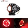 AllExtreme EXU7MR1 U7 Mini CREE LED Fog Light Work Lamp with Hi/Low, Flashing Beam and Red Angel Eye Ring for Cars and Motorcycles (12W, Red & White Light, 1 PC)