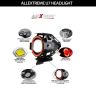AllExtreme EXU7MR1 U7 Mini CREE LED Fog Light Work Lamp with Hi/Low, Flashing Beam and Red Angel Eye Ring for Cars and Motorcycles (12W, Red & White Light, 1 PC)