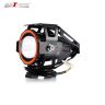 AllExtreme EXU7MR1 U7 Mini CREE LED Fog Light Work Lamp with Hi/Low, Flashing Beam and Red Angel Eye Ring for Cars and Motorcycles (12W, Red & White Light, 1 PC)