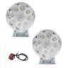 Allextreme EX9SFS2 9 LED Round Fog Light 3 Inches Off Road Driving Lamp with Handlebar Switch for Motorcycle, Car and Bikes (9W, White Light, 2 Pcs)