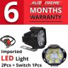 Allextreme EX6FS2P Imported 6 LED Fog Light Waterproof Pod Driving Spot Head Lamp with Handlebar Switch for Bikes & Cars(10W, White Light, 2 PCS, 6 Months Warranty)