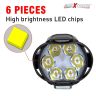 Allextreme EX6FS2P Imported 6 LED Fog Light Waterproof Pod Driving Spot Head Lamp with Handlebar Switch for Bikes & Cars(10W, White Light, 2 PCS, 6 Months Warranty)