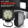 Allextreme EX9SW2P 9 LED Square Fog Light 4 Inch CREE Spot Beam Work Lamp with Mounting Brackets for Car and Motorcycle (27W, White Light, 2 PCS)