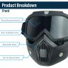 Allextreme Motorcycle Protective Goggles Anti Scratch Windproof UV Protective Visor Bike Dirt Face Shield with Soft Foam Padded Detachable Mask & Elastic Strap for Riding Cycling (Black, 1 Pc)