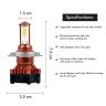 AllExtreme EXH4W2 Car LED H4 Headlight Conversion Kit Lamp Bulbs for Front Fog Headlamp for Cars and Bike (80W, Pack of 2)