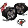 Allextreme EX6FS2P Imported 6 LED Fog Light Mirror Mount Driving Spot Head Lamp with Switch for Motorcycle and Cars (With Switch 10W, White, 2 PCS)