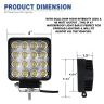 Allextreme EX4ISF1 48W 4 Inch Foglight 16 LED Square Pod Waterproof Flood Driving Lamp for Car Truck Jeep SUV ATV (Pack of 1, White)